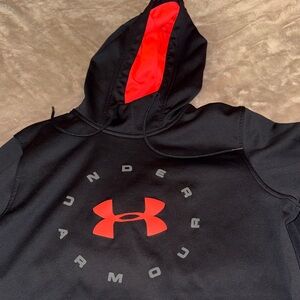 Under Armour Black Hoodie with Neon Orange Logo